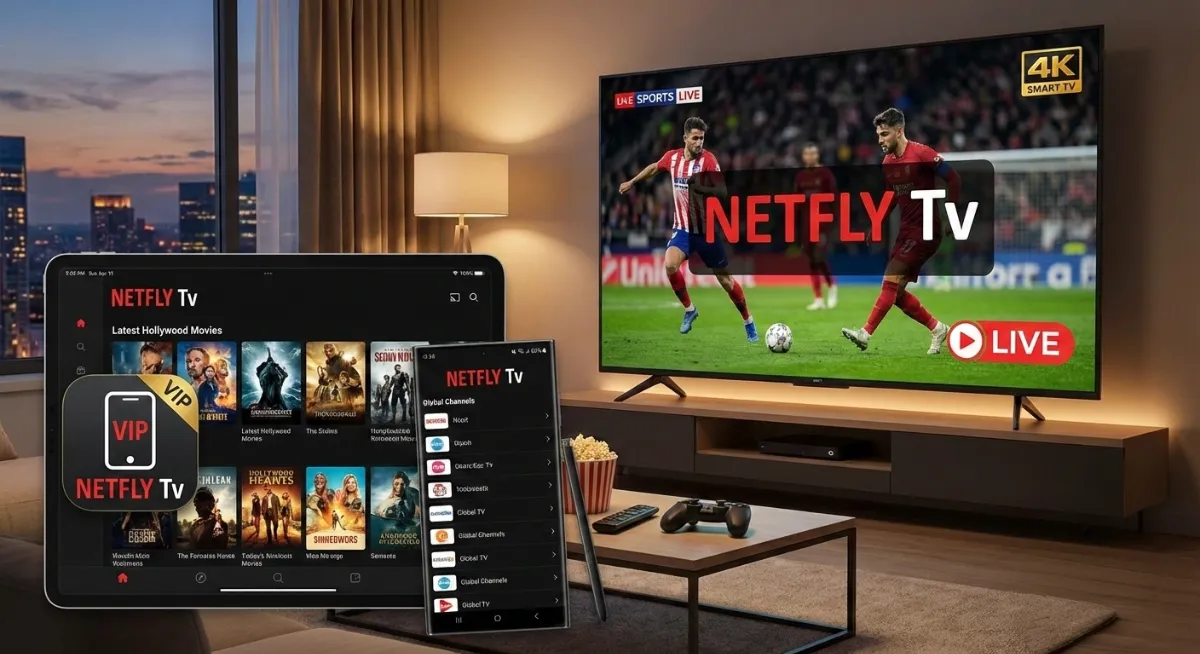 Netfly TV: للاندرويد – نسخة VIP + كود التفعيل للشاشات 